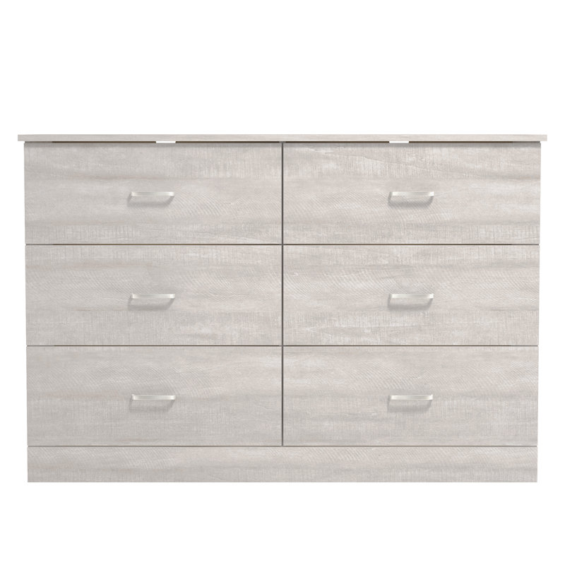 Allyannah 47" W 6-Drawer Double Dresser with Interlocking Drawers, Dusty Gray Oak