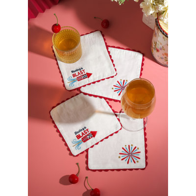 The Firecracker Scalloped Cocktail Napkins – Set of 4