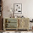 59.84"Elegant Vintage 4-Door Cabinet With Linen Decorated Doors