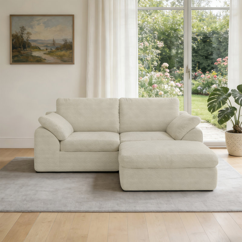 Canapé modulaire en L de 78,8 po avec repose-pieds et canapé modulaire Cloud, Chenille beige