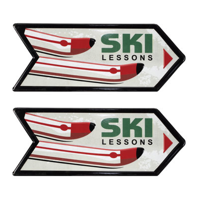 Enseigne de cours de ski en métal (ensemble de 2)