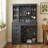 77.5" H Large Top Bar Cabinet With 9 Drawers , Glass Holder