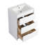 Meuble-lavabo autoportant de 36 po pour salle de bain avec lavabo en résine, une armoire de rangement et une armoire murale, tiroirs à fermeture en douceur, finition blanc brillant, charme en contreplaqué dans les petites pièces, mises à niveau