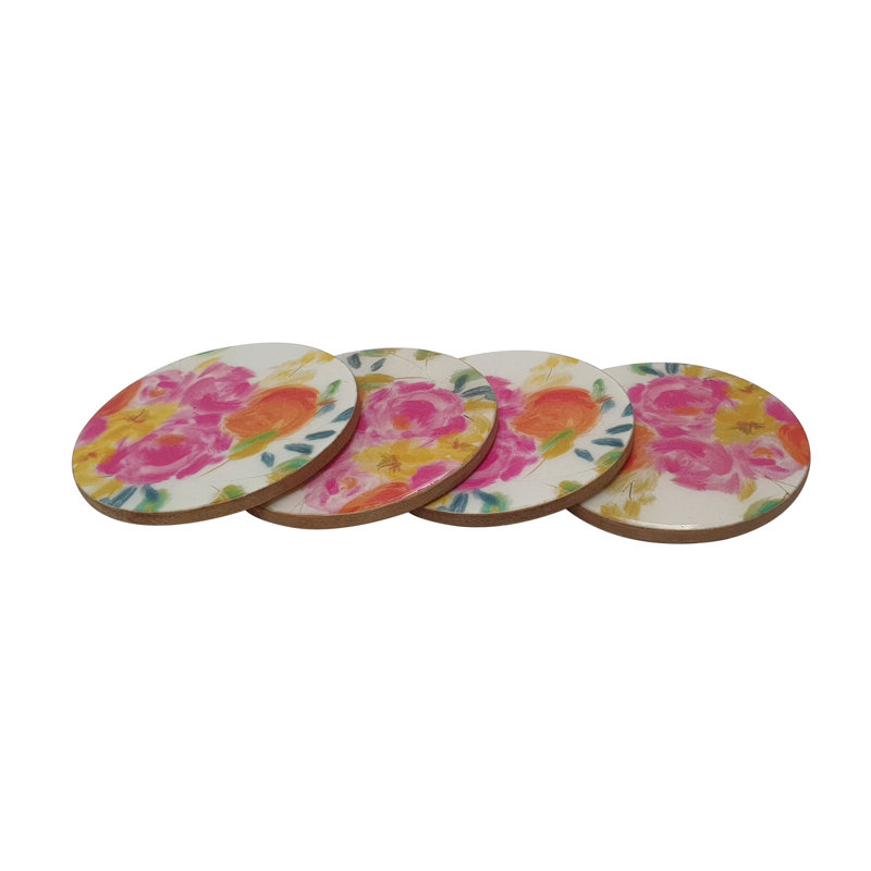 Sous-verre floral en bois