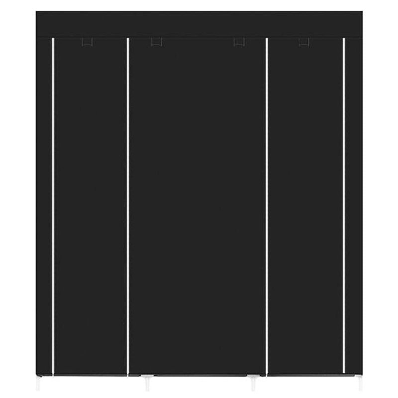 Portable Wardrobe With 9 Shelves & Hanging Rod | Dustproof & Waterproof | Space-Saving Closet for Small Rooms | Durable Non-Woven Fabric & Steel Frame | Easy Assembly | Black | 