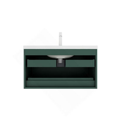 Meuble-lavabo de 36 po avec lavabo, meuble-lavabo mural moderne avec 2 tiroirs (sans armoire latérale), lavabo en céramique blanc sans robinet