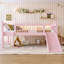 Lit mezzanine simple avec tablettes de rangement, lit mezzanine inférieur en bois massif avec lumières DEL et garde-corps pleine longueur, aucun sommier tapissier requis, rose-454536019-454536017