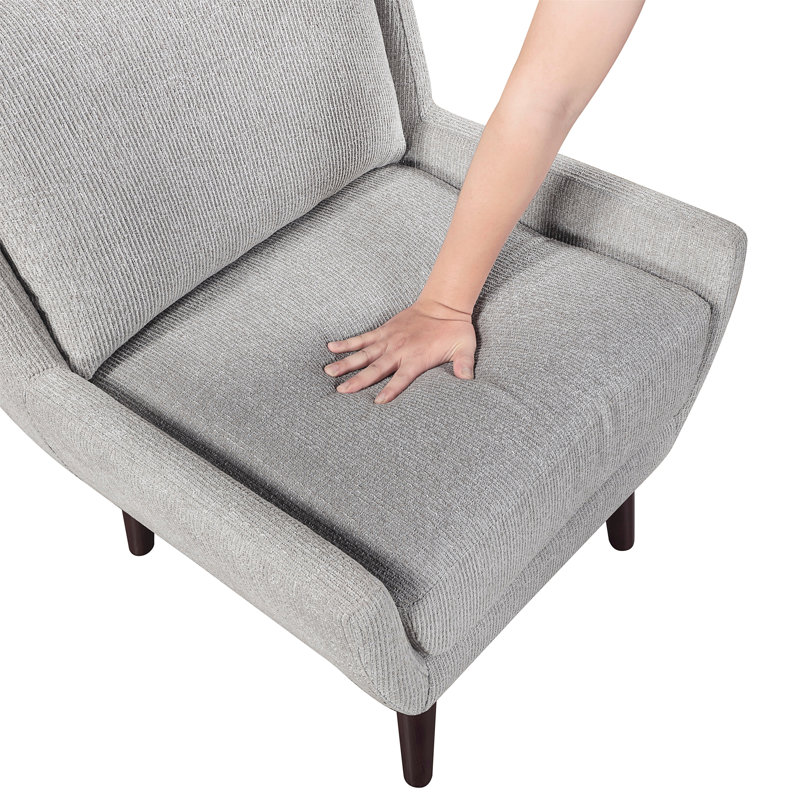 Chaise d'appoint contemporaine durable avec revêtement confortable et pieds en bois massif, Gris