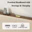 Grand lit plateforme avec station de charge, pas de sommier nécessaire, silencieux, assemblage facile, structure en métal-118038126