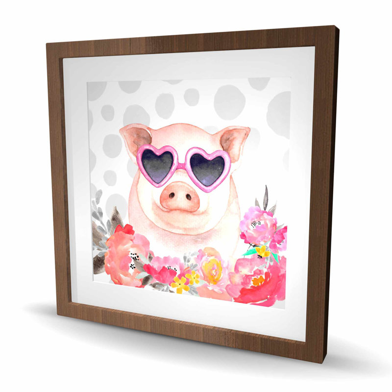 Little pig in love - Farm animals framed print | Home decor