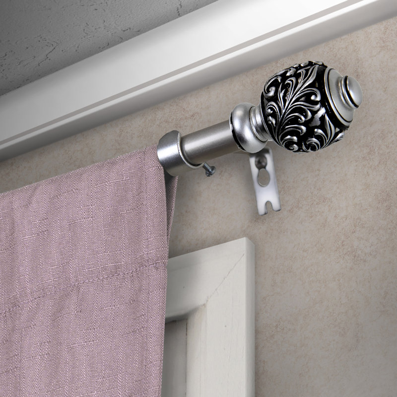 Tringle à rideaux simple Ediline, Nickel satiné, 18 po à 28 po L