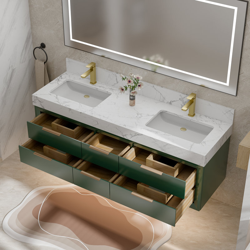 Armoire murale 60 po, Vert, 60", Or rose