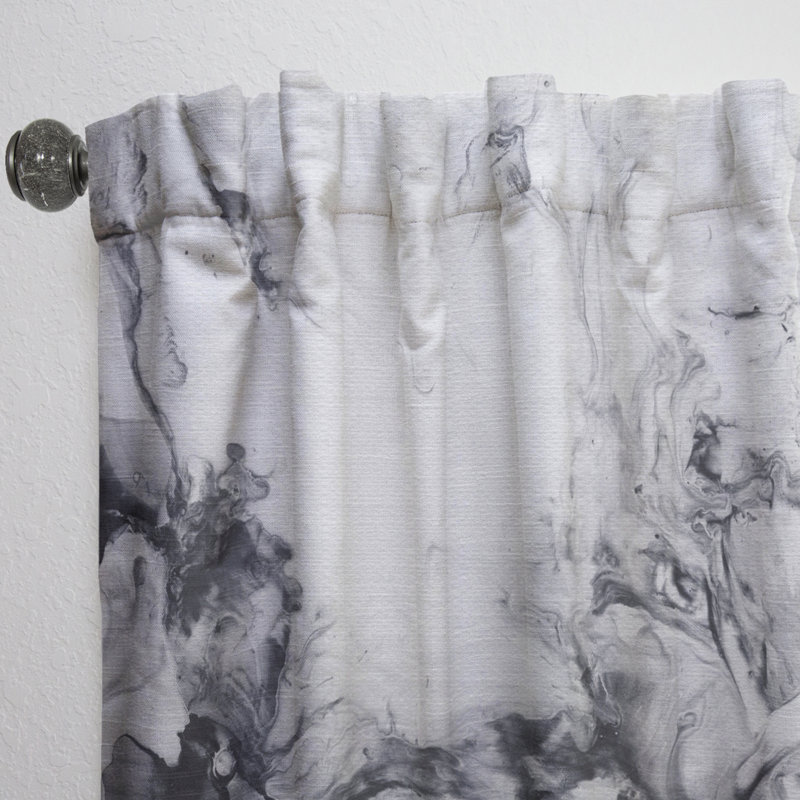 Blue Grey And White Liquid Art Waves II - Modern Curtain Panels, 52" W x 63" L