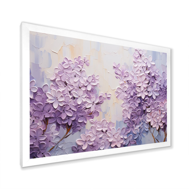 Blooming Lilac Melody III - Lilas, art sur toile, H 24 po x l 32 po x P 1 po, Cadre simple blanc