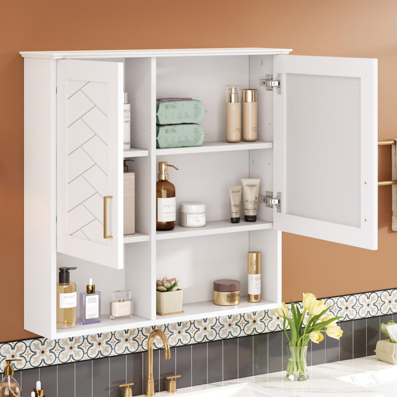 Armoire de toilette 2 en 1, armoire de pharmacie murale de 30 pouces avec tablettes réglables et portes à fermeture douce, miroir haute définition avec rangement pour meuble-lavabo de salle de bain