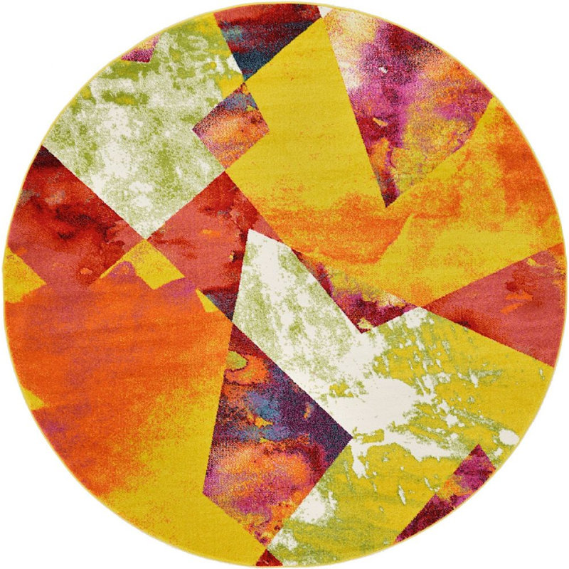 Tanguay Abstract Indoor Rug, Round 6'