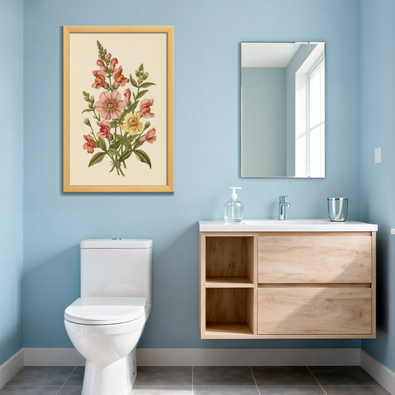 Arrangement floral de plantes et de fleurs avec des fleurs roses et jaunes, H 36 po x l 24 po, Toile tendue