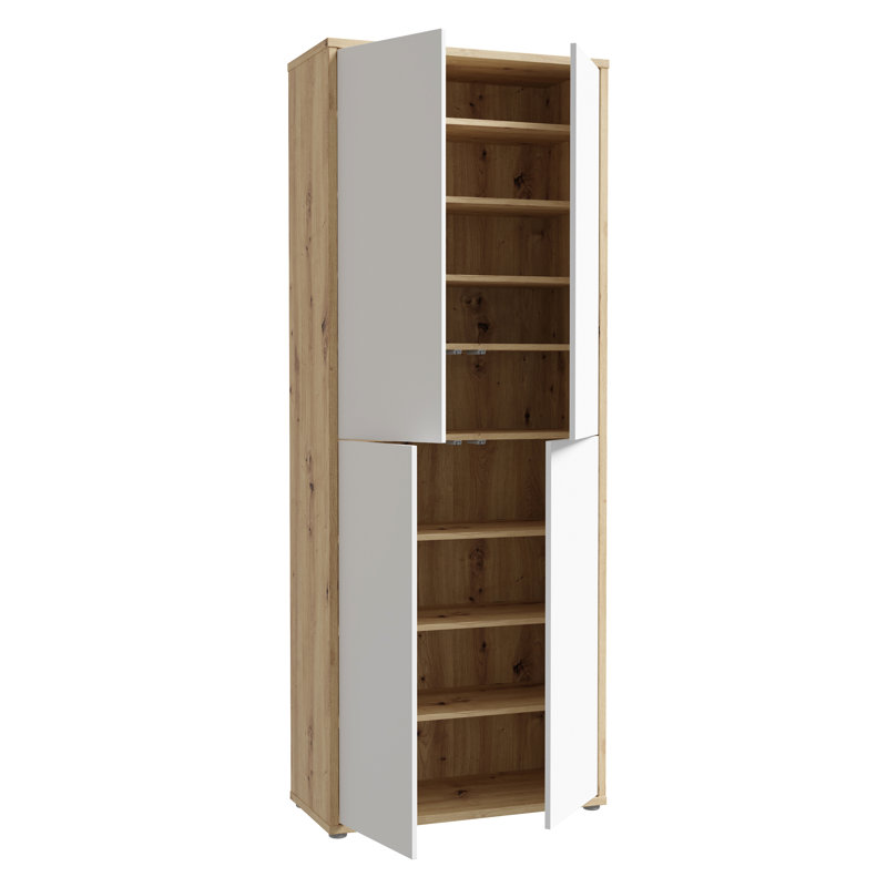 24 Pair Shoe Storage Cabinet, Grey/Oak Wood