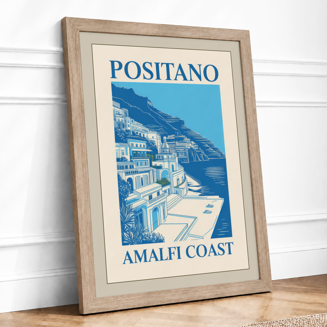 Positano Amalfi Coast Vintage - Framed Print