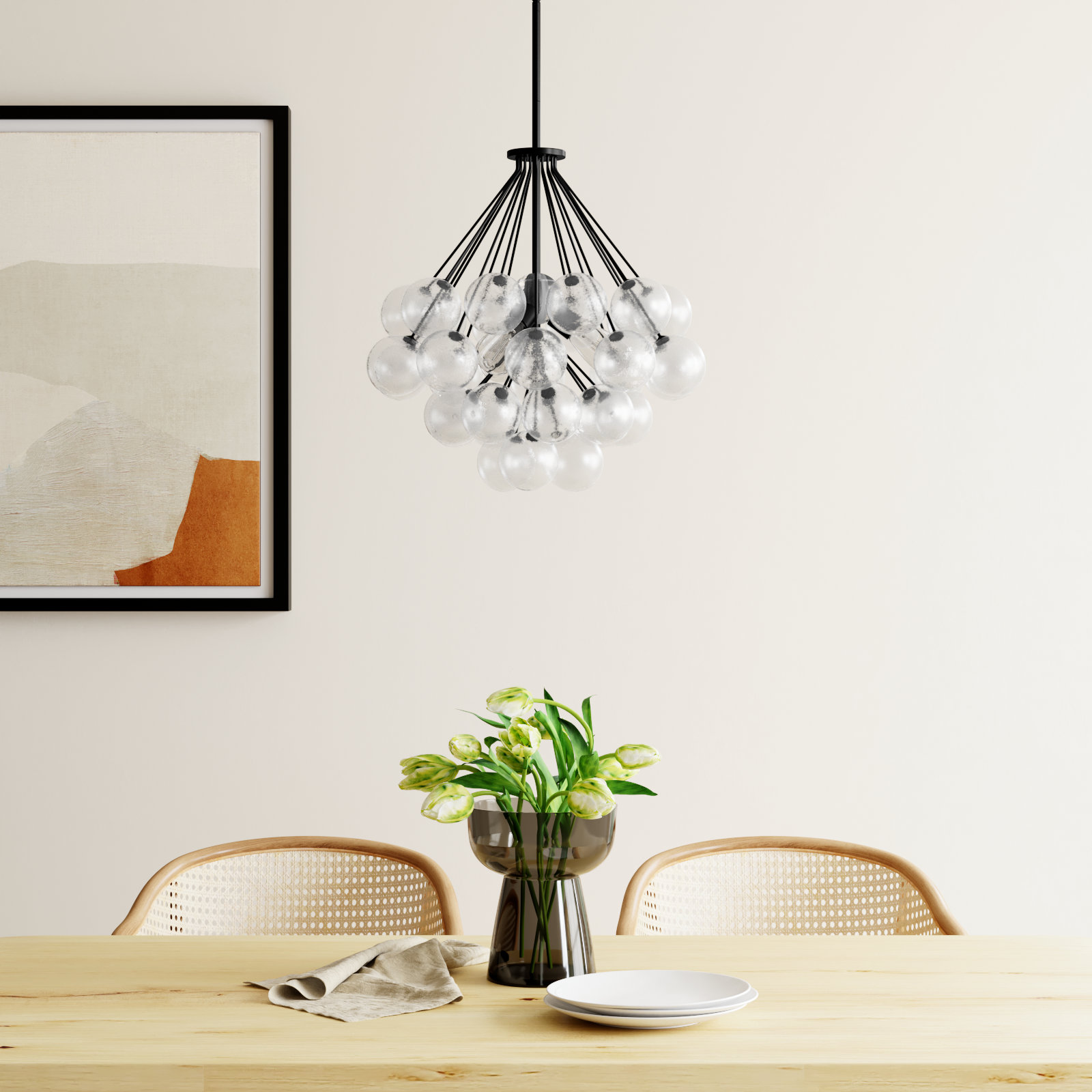 Logan 3-Light Chandelier, Matte Black