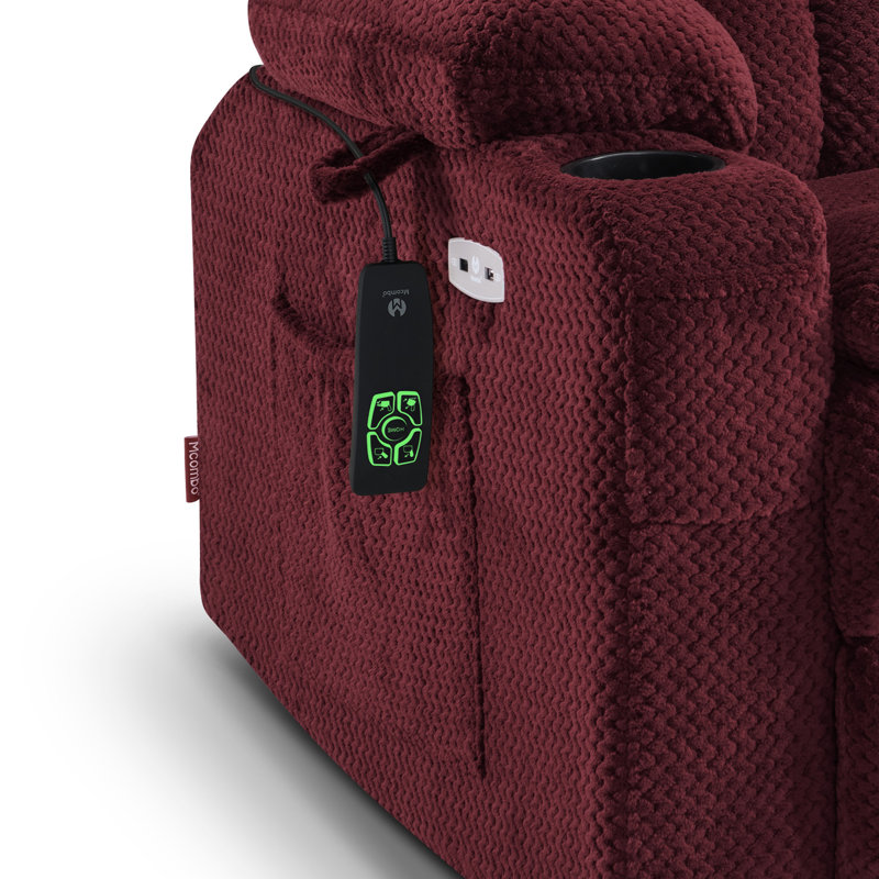 26.4" Seat Width Dual Motor Power Recliner Lift Chair with Massage and Heat, Infinite Position, Fabric, Red