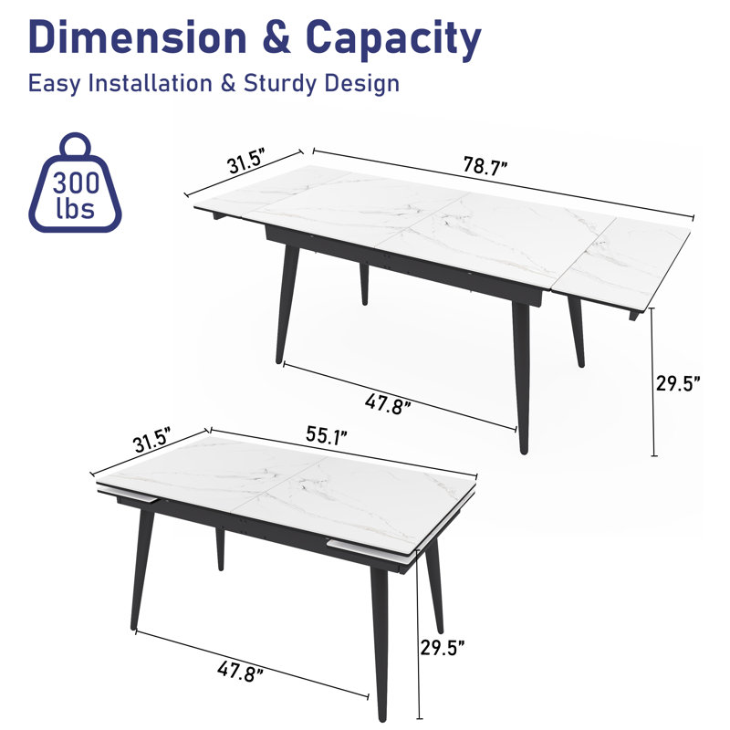 Marulka 78.7" Extendable Dining Table