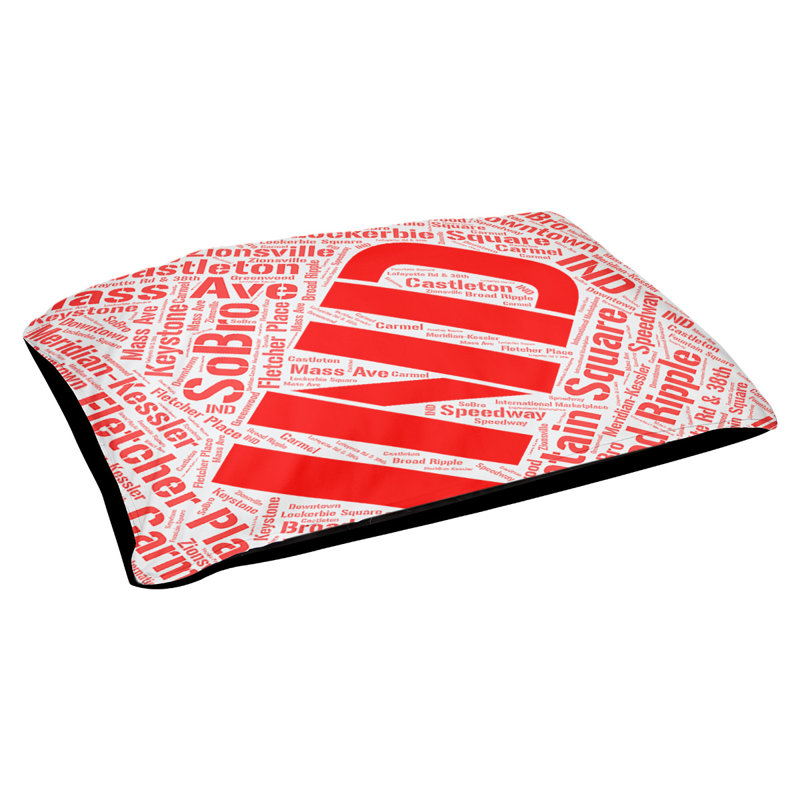Coussin de chien « districts », Moyen (H 9,5 po x l 28 po x P 18 po), Indianapolis, Rouge