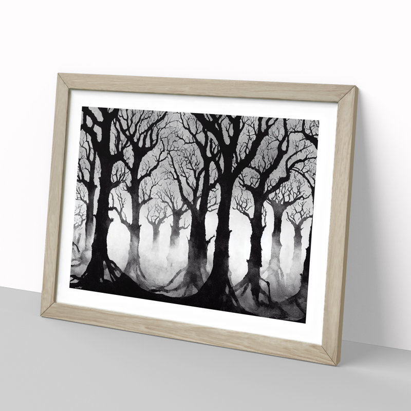 A Feisty Forest - Single Picture Frame Painting, Walnut Framed, 25cm H x 34cm W x 2cm D