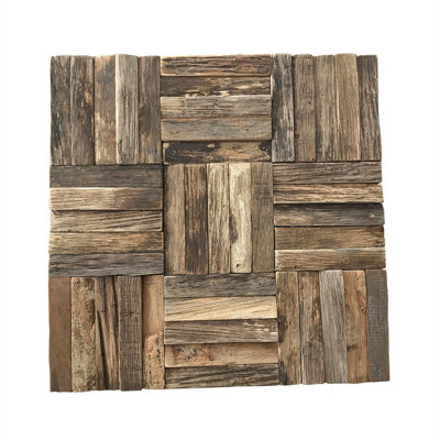 Carreau de mosaïque murale en bois tissé l 11 7/8 po x H 11 7/8 po x P 1/2 po, finition naturelle