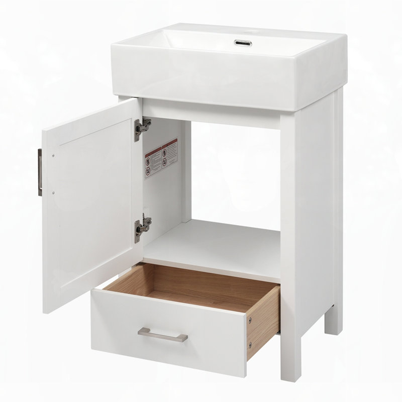 Meuble-lavabo moderne en céramique, Blanc