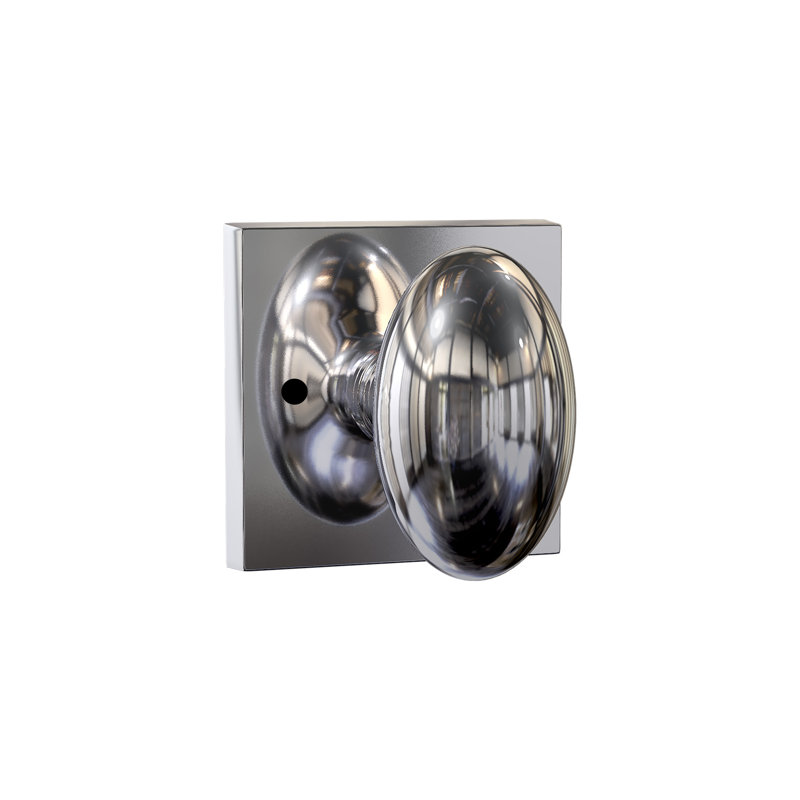 Bouton d'intimité Bravura 905-7 Oxford sur rose carrée contemporaine en chrome brillant, Carrée, Chrome poli
