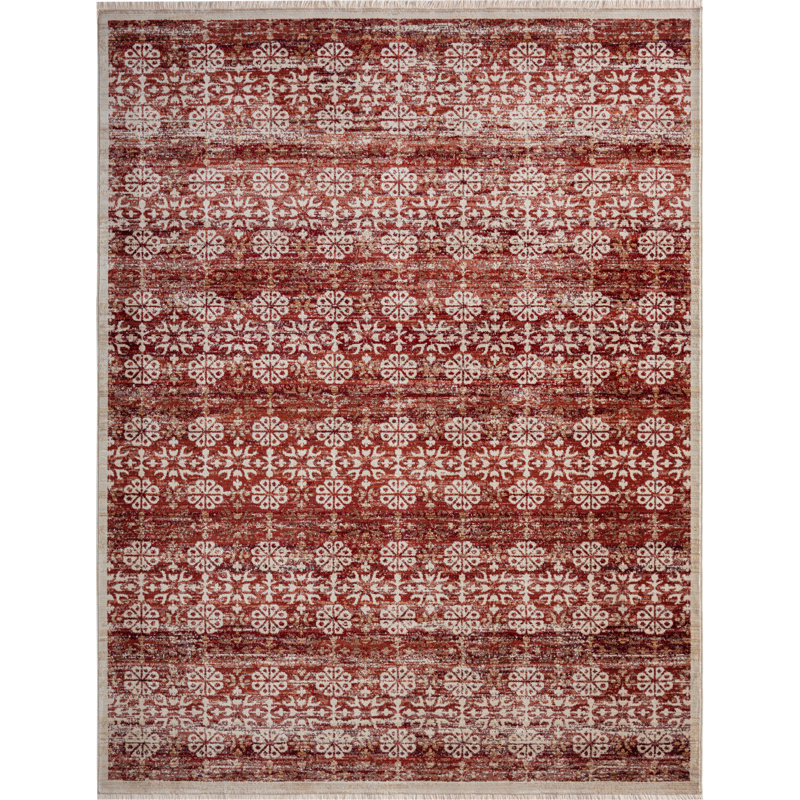 Mirabelle Floral Area Rug in Rust, Rectangle 8'5" x 11'5"