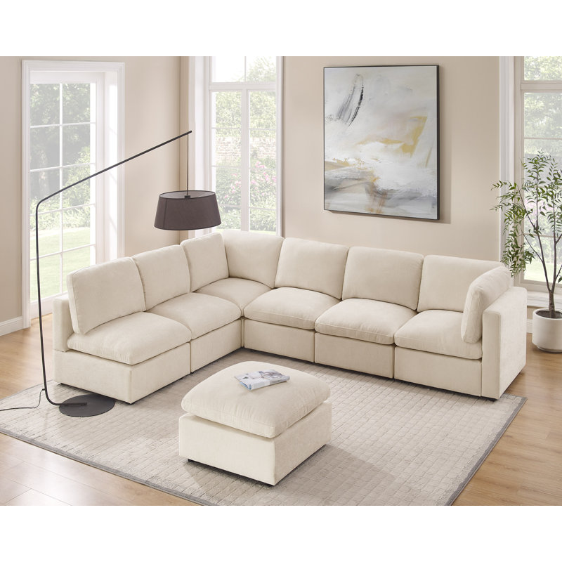 Canapé modulaire rembourré 7 pièces 7 pièces, Polyester beige
