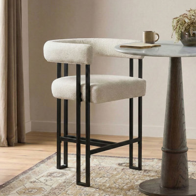 24" Upholstered Tweed Solid Back Counter Stool
