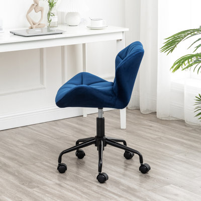 Fauteuil pivotant pour le bureau, coussin en velours bleu, rotation à 360 degrés, siège réglable pour appareil de levage, mousse haute, option