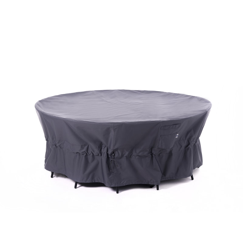 Premium Waterproof Outdoor Patio Round Table Cover: Latest Rip-Stop Fabric, 3-Year Warranty, Gray, 31" H x 72" W x 72" D