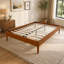 Structure de lit plateforme en bois de bambou sec massif de 15 pouces de hauteur avec support en lattes de bois