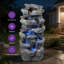 Fontaine d'extérieur Rock Waterfall avec lumières à DEL, fontaine de jardin en cascade à plusieurs niveaux