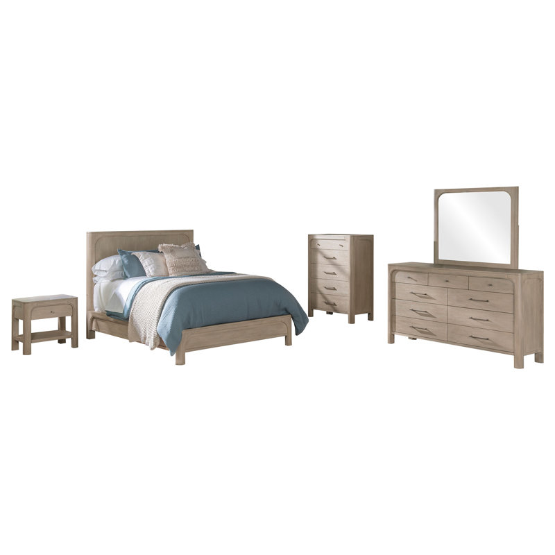 Ensemble de chambre avec très grand lit 5 pièces Monifah, 5 Pcs: Bed, Nightstand, Dresser, Chest, Mirror, Très grand lit