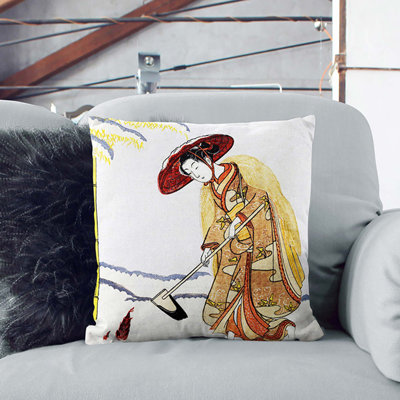 Digging Bamboo Shoots Square Throw Cushion