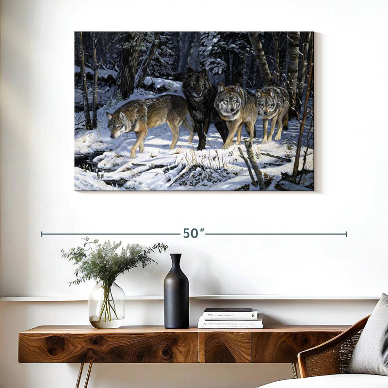 On The Night Trail - Wolves, 26" H x 39" W