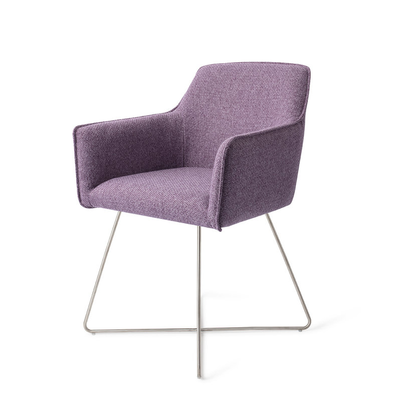 Bartly 123.19cm H Polyester Upholstered Metal Armchair, Purple, Steel
