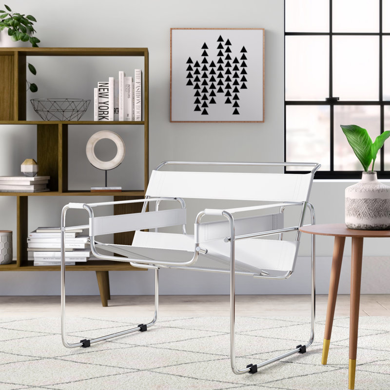 Fauteuil de 30,75 po de large Aaisha, Simili cuir blanc