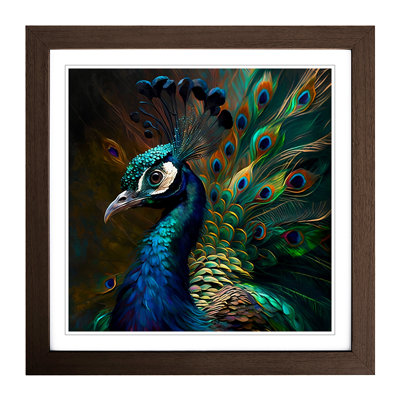 Peacock Expressionism - Single Picture Frame Print on Wood