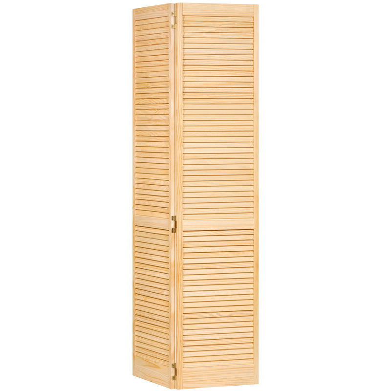 Porte pliante en bois à persiennes, 36 po x 80 po, Naturel
