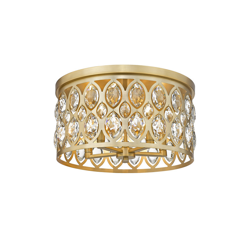 Plafonnier encastré en cristal Fredric, Laiton antique
