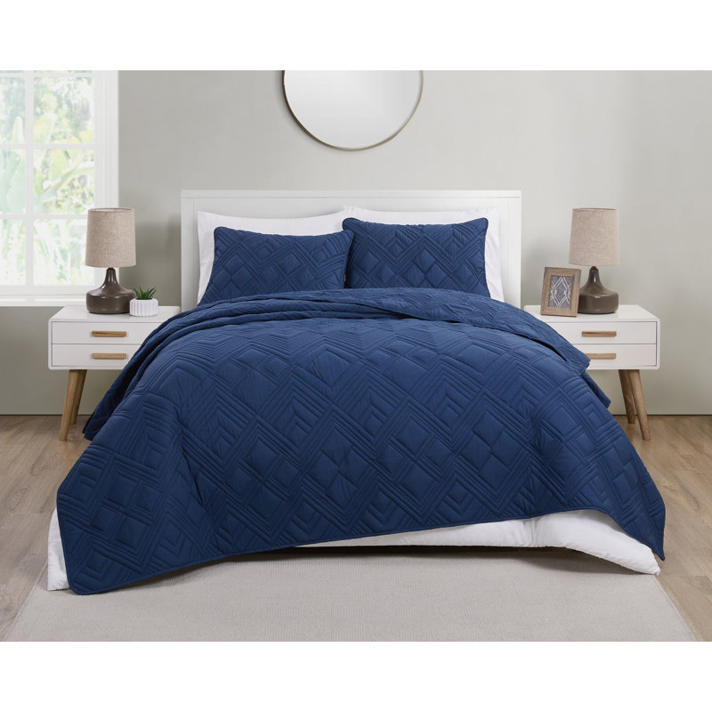 Aimable Polyester Quilt, Queen Quilt + 2 Standard Shams, Blue