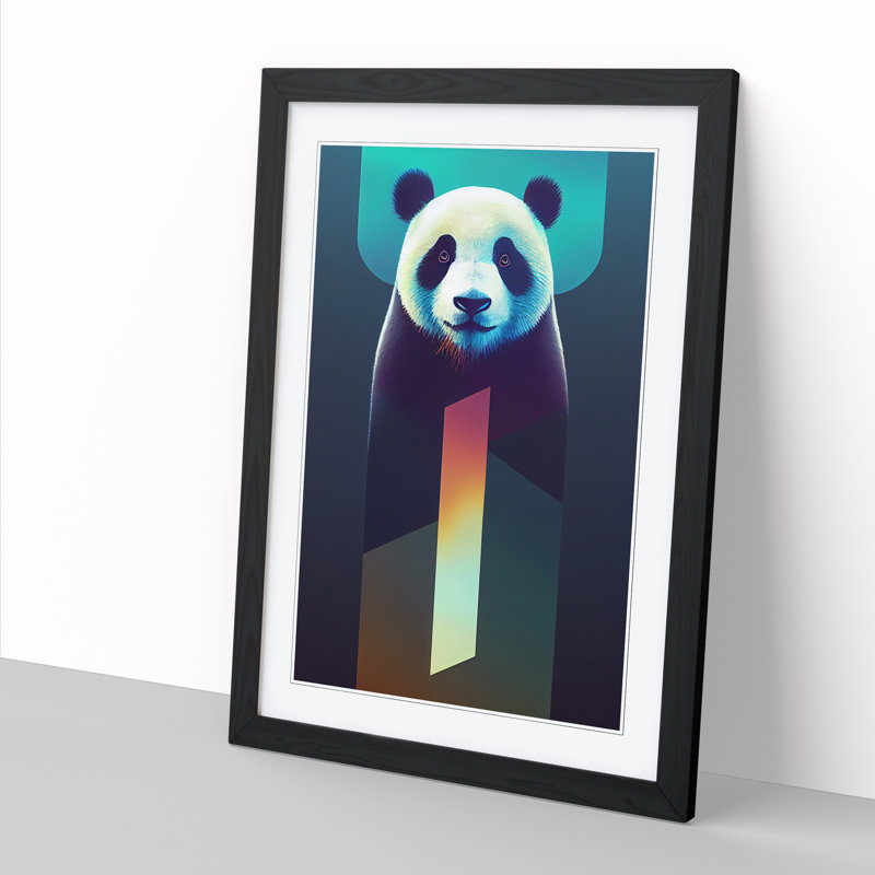 FRM-V0523-1064X Futuristic Panda - Single Picture Frame Print, Black Framed, 64cm H x 46cm W x 2cm D