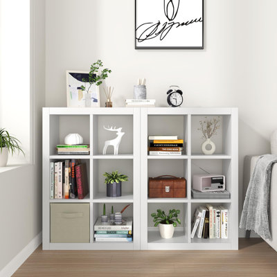 6 Cube Storage Organizer Bookshelf, 2-Pack Modern Wood Open Bookcase, Multifunctional Display Cubicle Shelf for Living Room, Bedroom, Home Office, White
