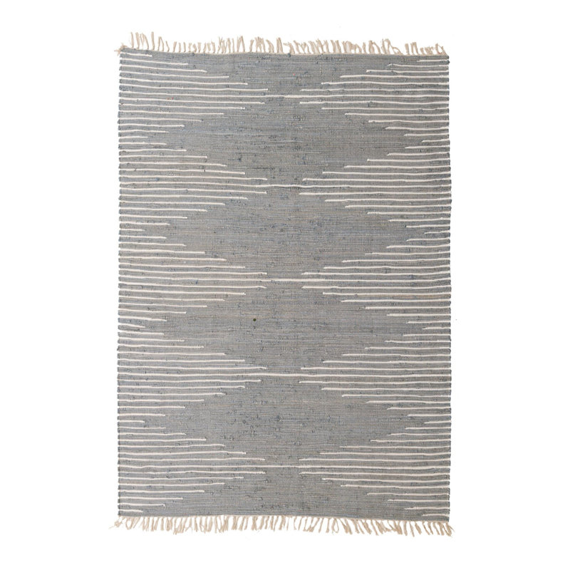 Cotton Geometric Indoor Rug, Rectangle 7'1" x 10'